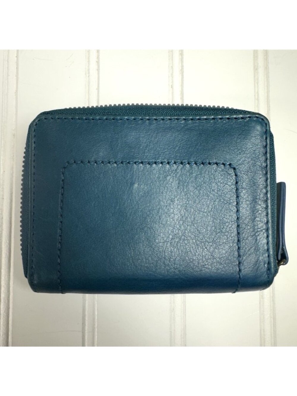 American Leather Co Veronica Wallet Small Teal Ocean Blue Smooth Bifold Zip - Picture 2 of 8